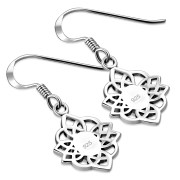 Green Agate Celtic Knot Silver Earrings - e397h